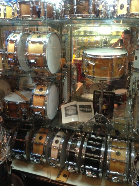 A collection of rare Solid snare drums, the first company to manufacture single-ply snare shells.