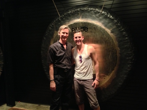 Jim and I trying to look natural with an 83" gong behind us. 